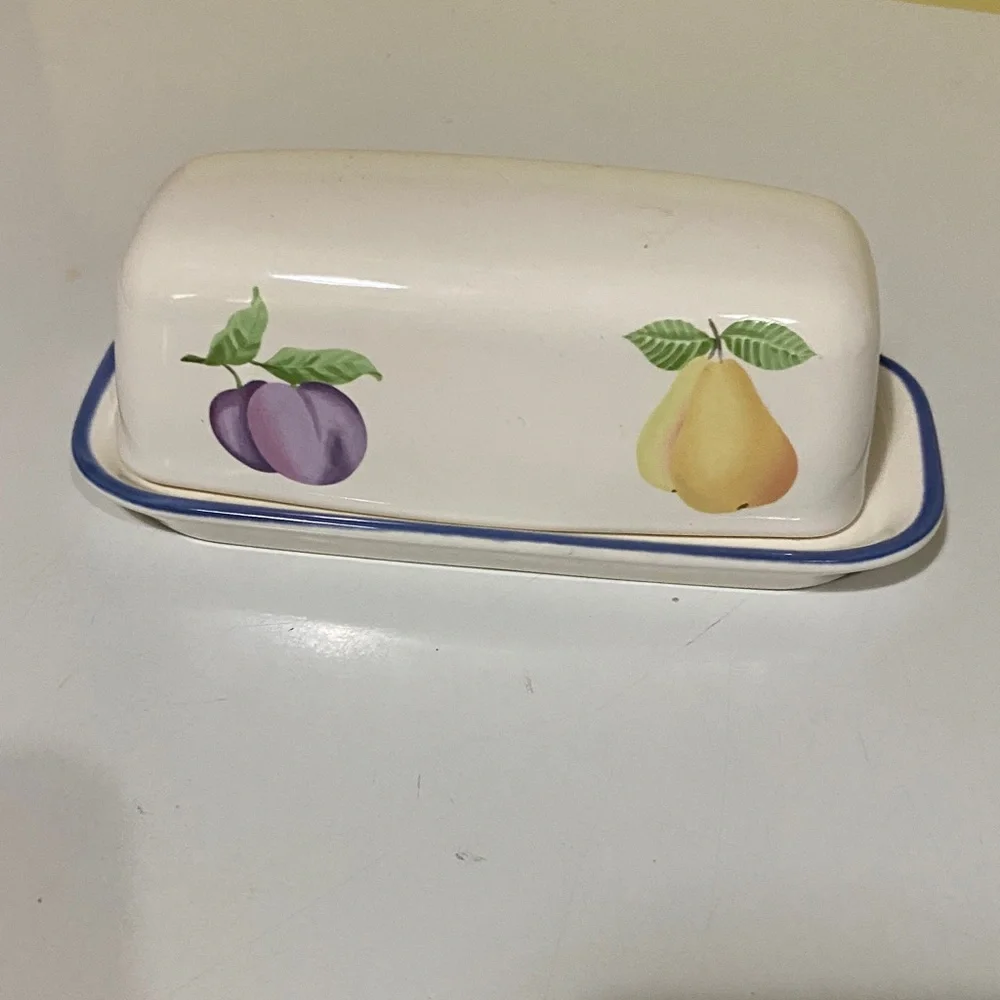 Pfaltzgraff Hopscotch Design Butter Dish Vintage
